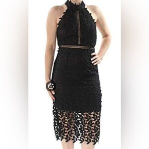 Bardot Elegant Black Leaf Midi Dress